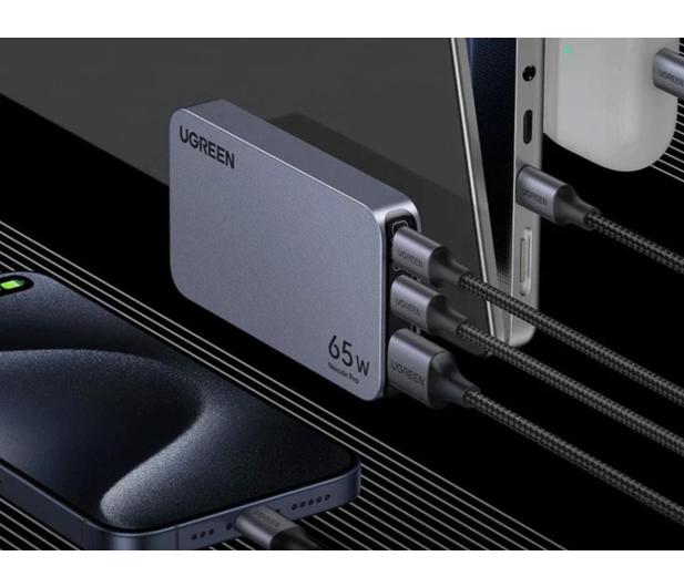 UGREEN Płaska ładowarka sieciowa Nexode Pro 65W GaN 2x USB-C + USB - 1488947 - zdjęcie 4
